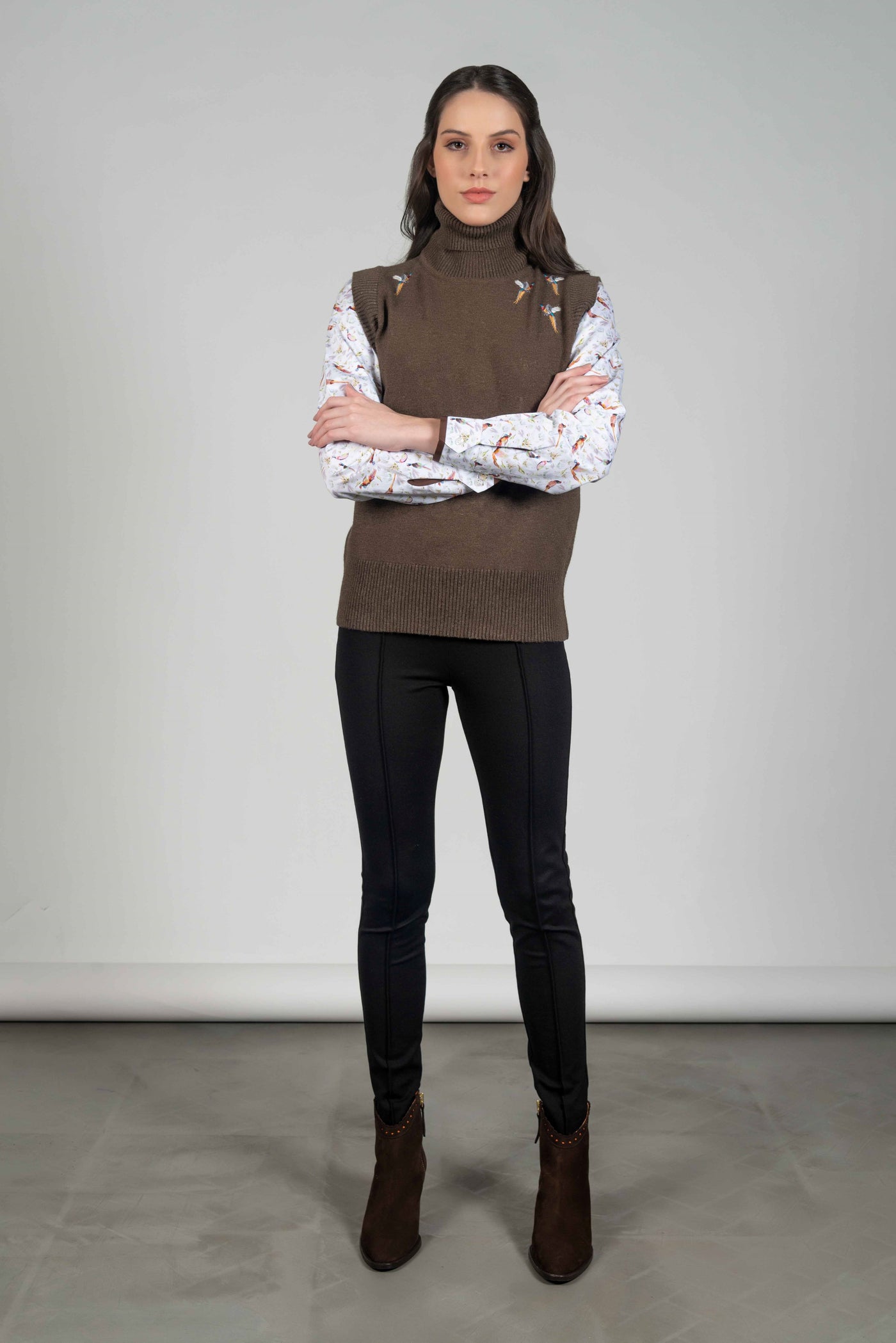Hartwell AMARA Pheasants sleeveless top, Taupe