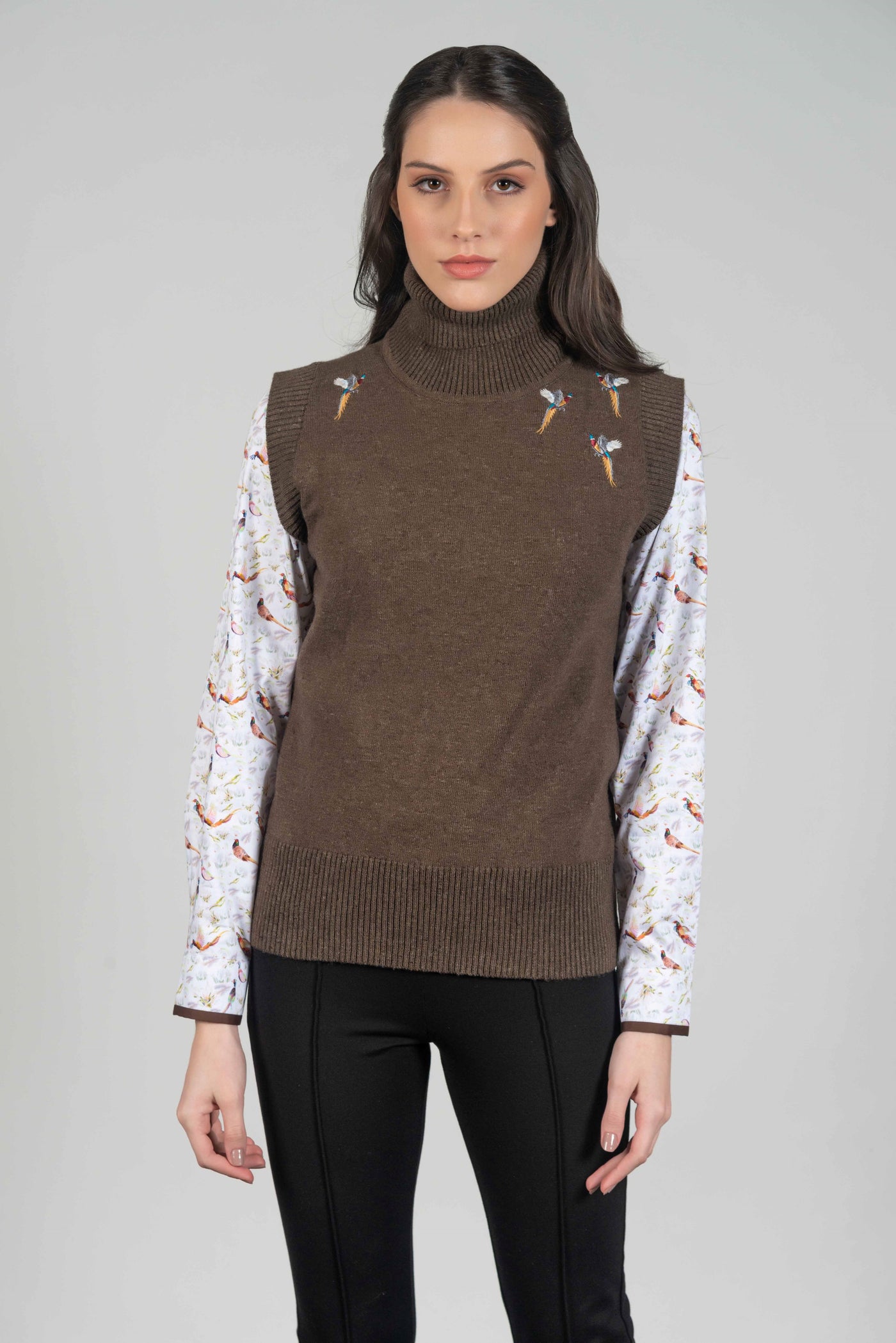 Hartwell AMARA Pheasants sleeveless top, Taupe