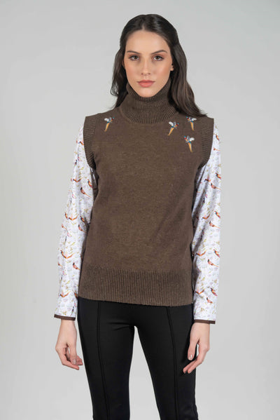 Hartwell AMARA Pheasants sleeveless top, Taupe