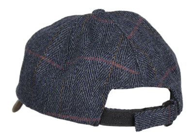 Oxford blue Leather Peak Tweed Baseball Cap, HW59 Blue  (unisex)