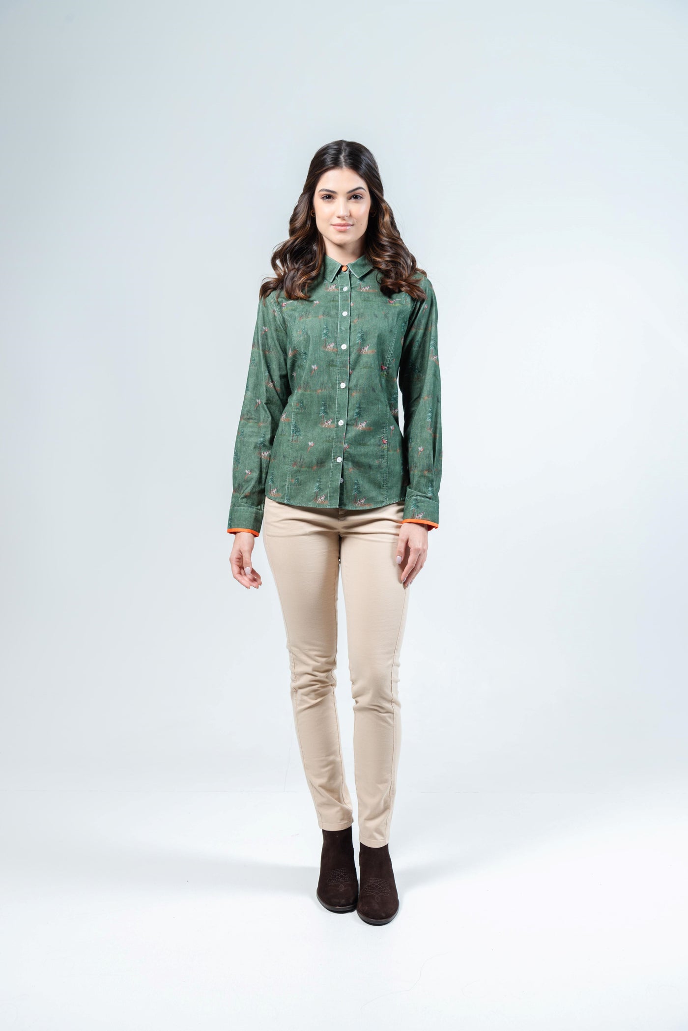 Hartwell LAYLA Skjorta, Green Forest luxury cotton satin