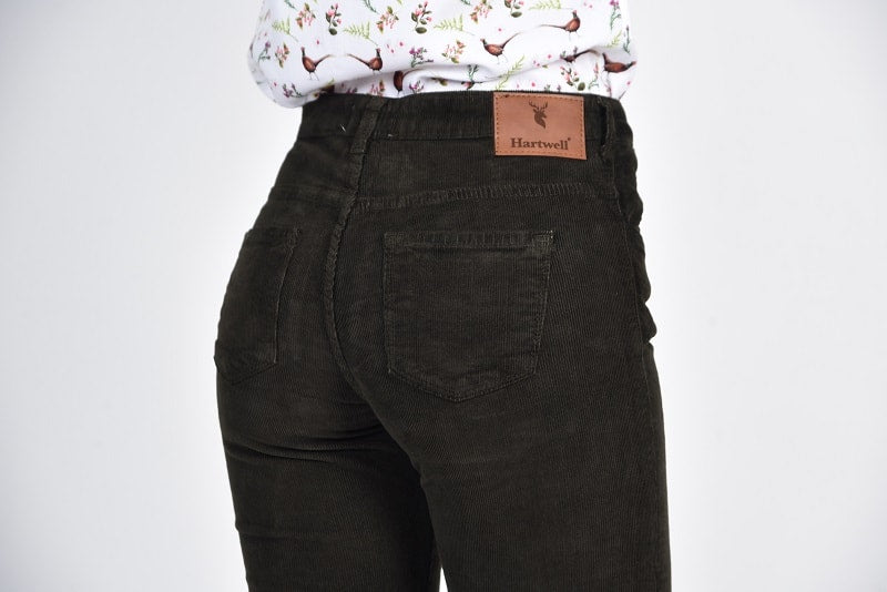 Hartwell ROSIE Luxury Stretch Needlecord Jeans, Olive