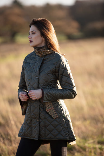 Oxford Blue Roxy Quilted Jacket, W15, dark olive