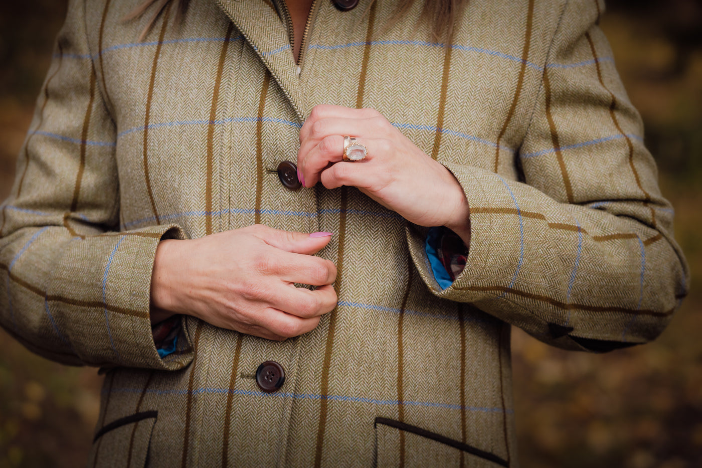 Oxford blue tailored tweedjacka, grön/blå