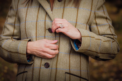 Oxford blue tailored tweedjacka, grön/blå